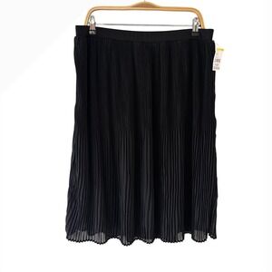 Love Margaux Womens Black Pleated Midi Skirt XXL Elastic Waist Lined New
